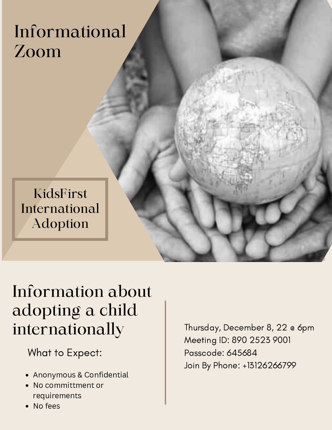 Zoom for international adoption: Thursday, December 8 @ 6 pm